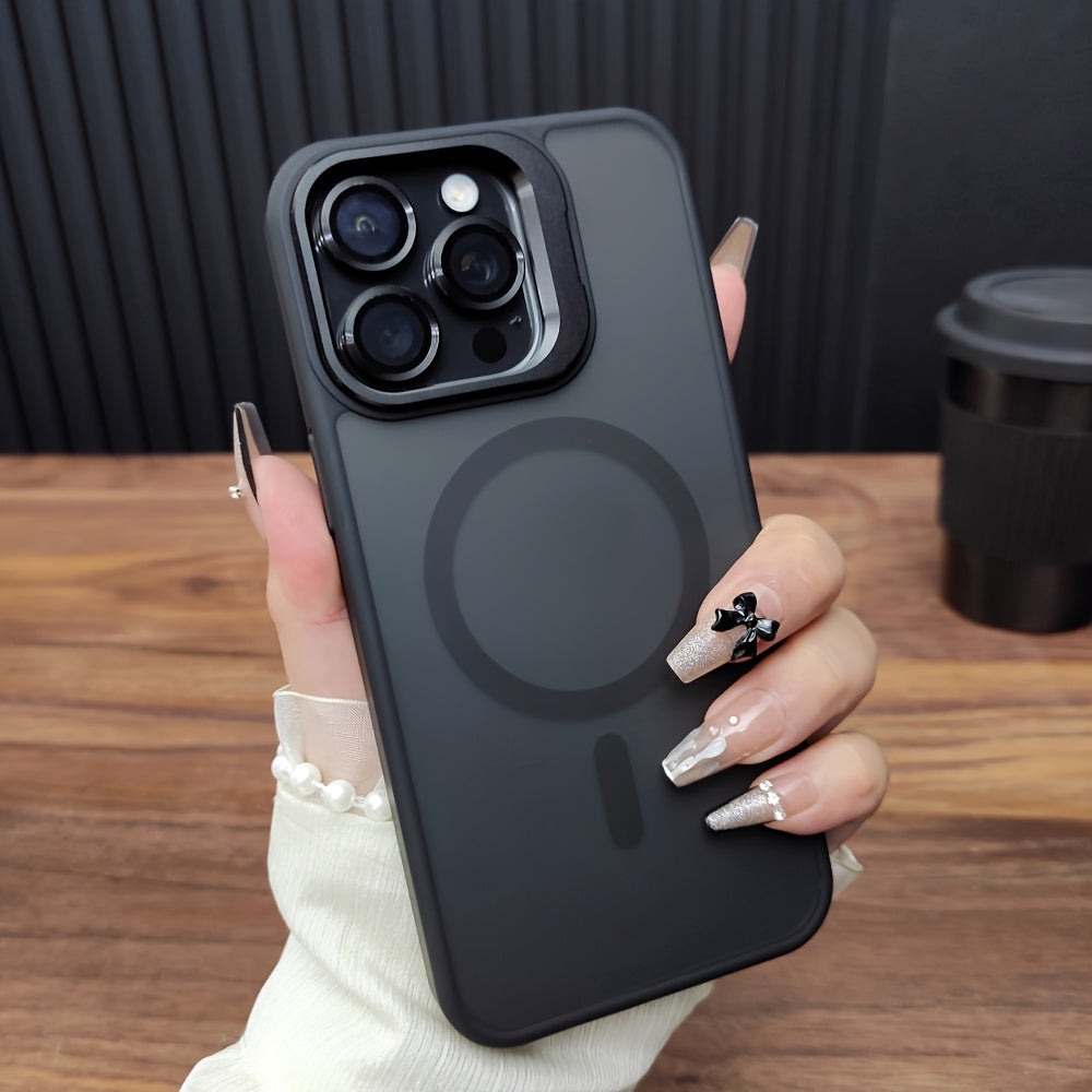 Luxury Matte Acrylic Magnetic Phone Case for iPhone Wireless Charging Shockproof Cover