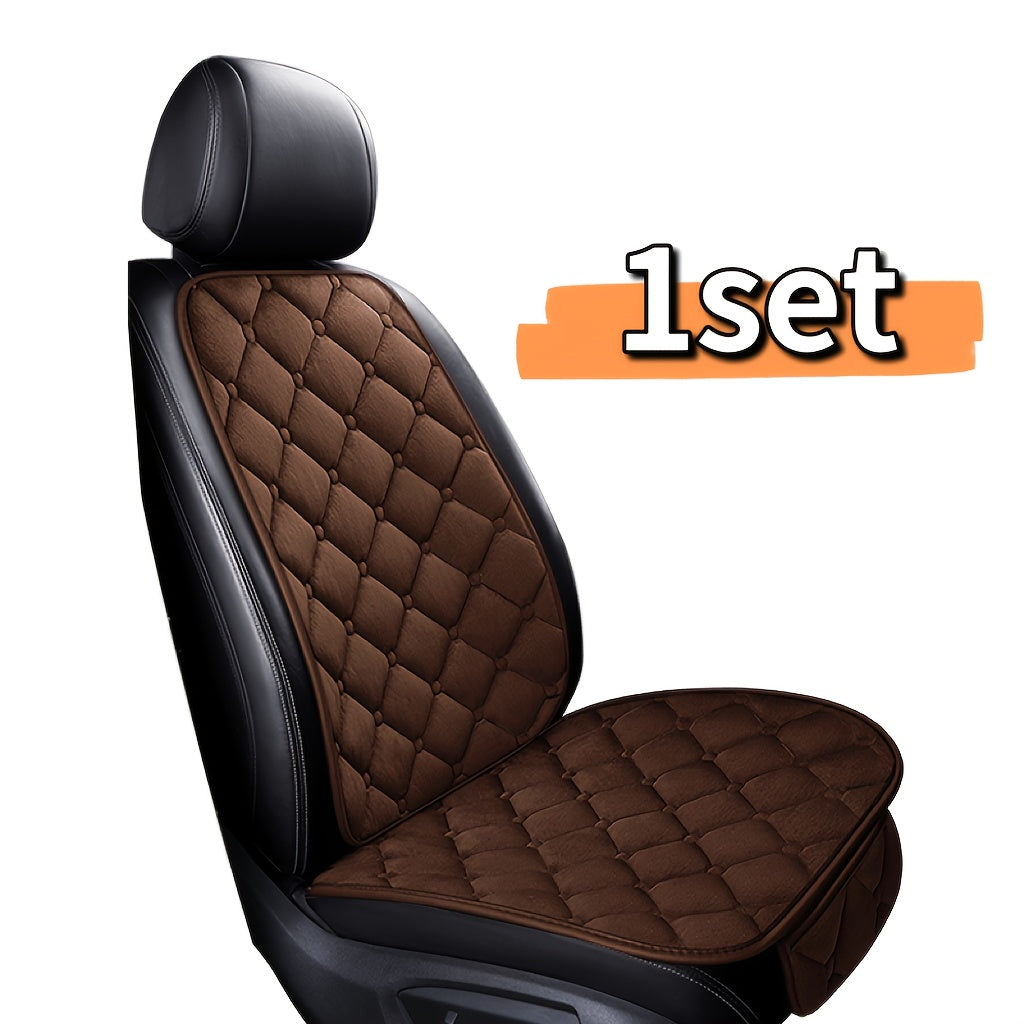Set of 2 Plush Car Seat Cushion Covers Oval Shape Universal Fit for Front Seat Bottom and Backrest