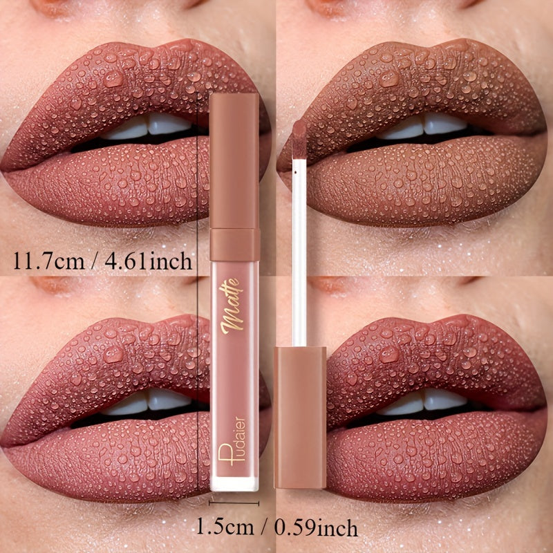 Long-Lasting Velvet Lip Glaze Matte Finish Waterproof Smudgeproof Lip Stain in Deep Brown