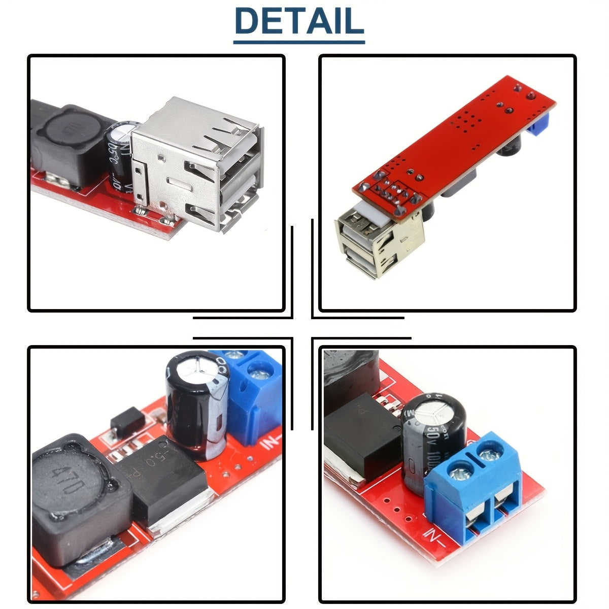 Módulo de fuente de alimentación DC-DC de 6-40V a 5V 3A, convertidor de cargador USB dual