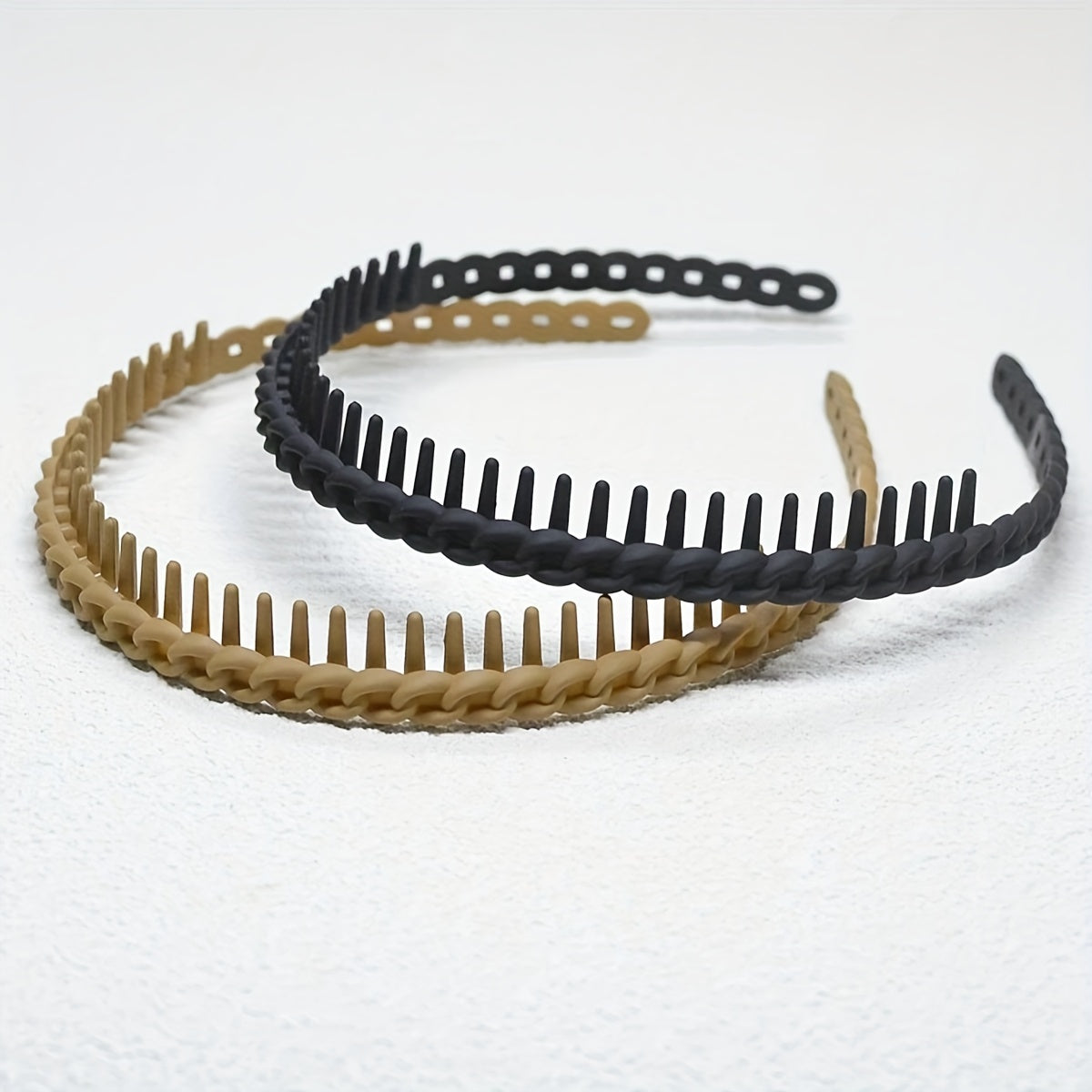 Set of 2 Non-Slip Hairbands with Teeth for Women Girls Solid Color Hair Styling
