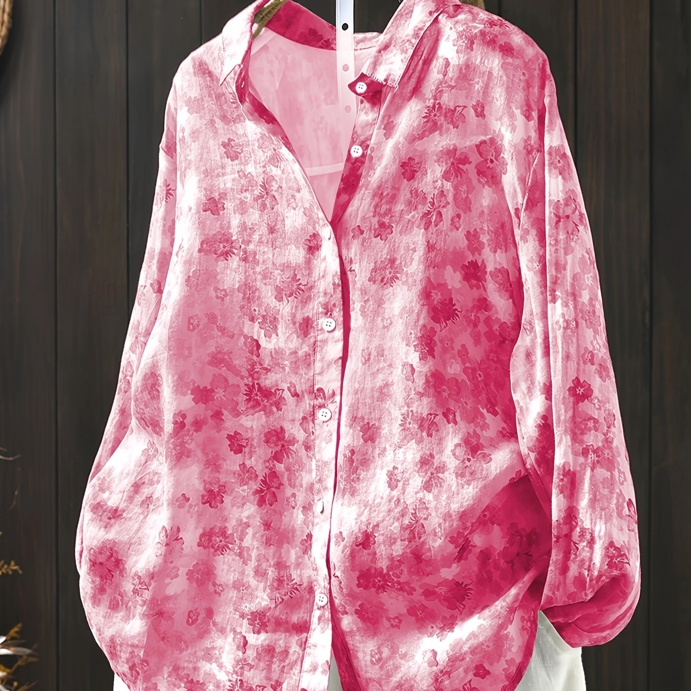 Women's Plus Size Printed Long Sleeve Shirt Fashion Casual Comfortable