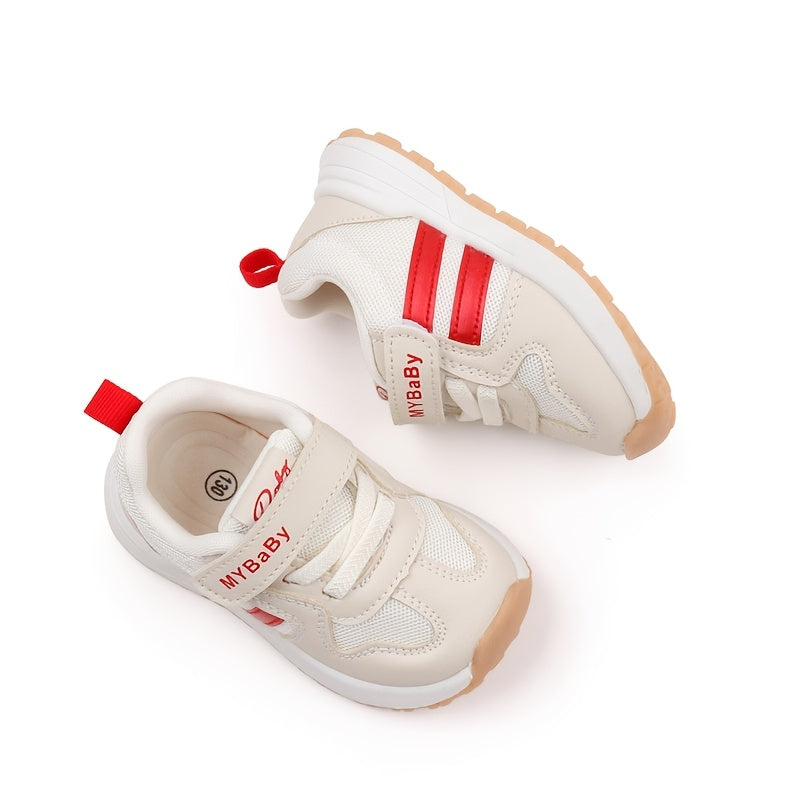 Unisex Toddler Sports Sneakers with Striped Fabric and Breathable Mesh for All-Season Walking