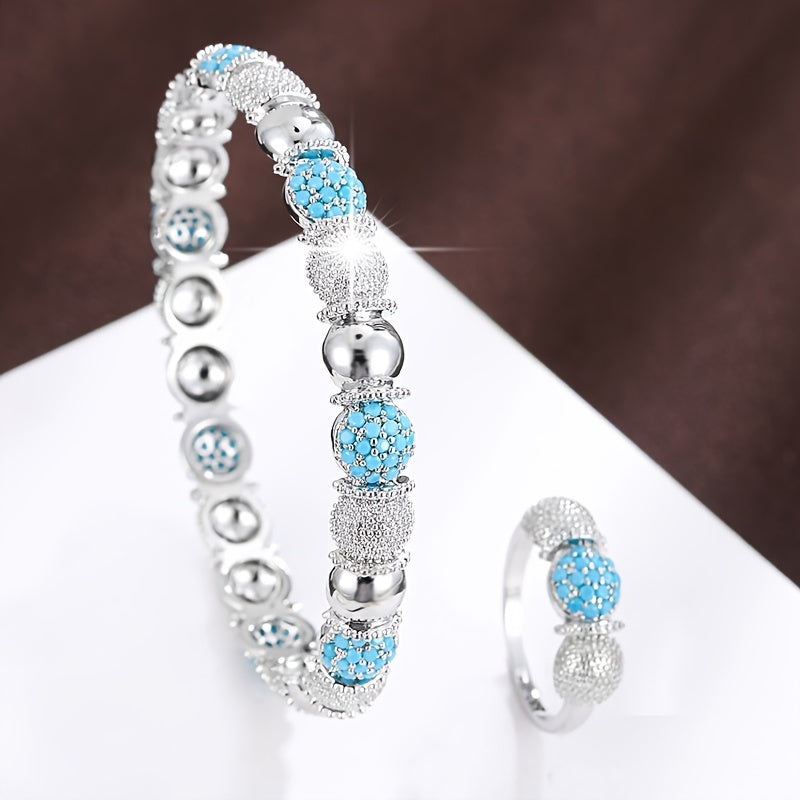 Jewelry Bracelet and Ring Set with Semi-Circle Design for Women