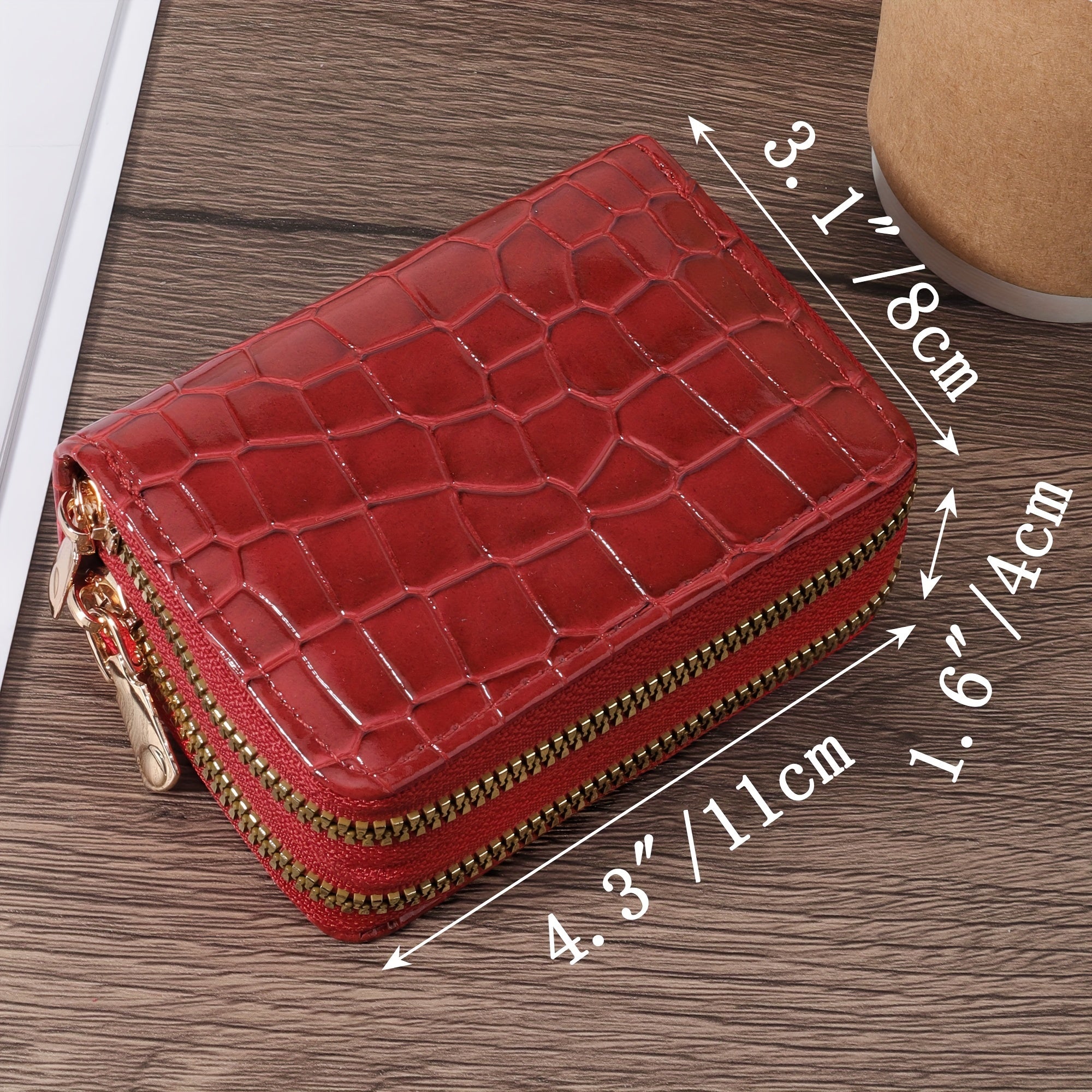 Large Capacity Faux Leather Zipper Wallet for Men and Women