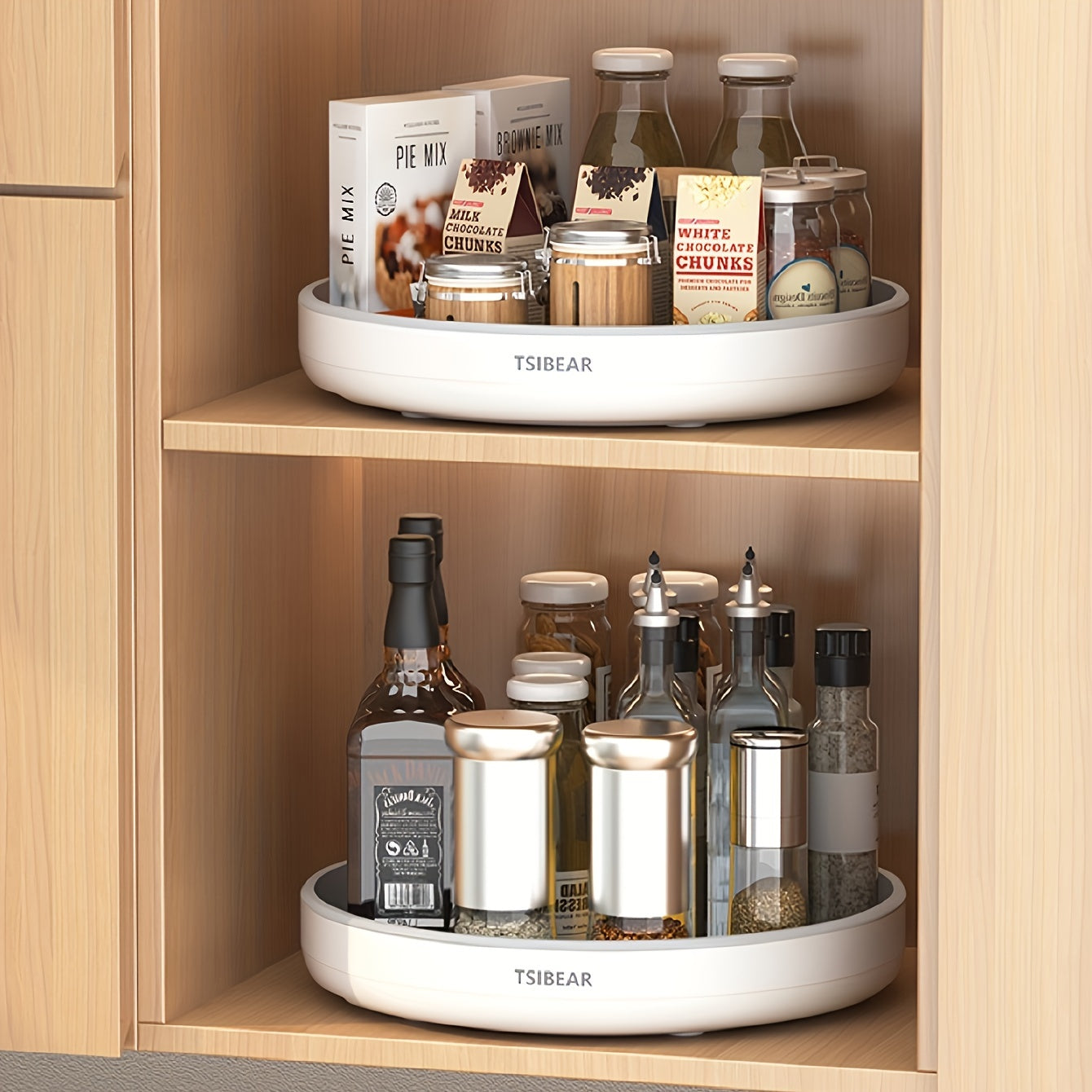 360° Rotating Kitchen Organizer Rack for Condiments and Fruit Tray