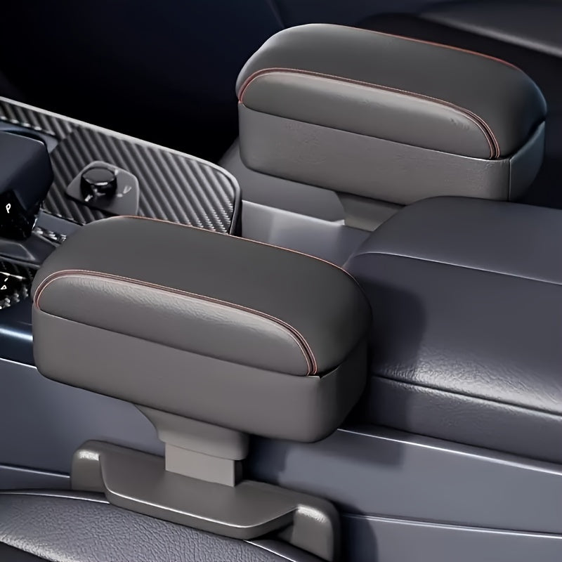 Universal Faux Leather Car Armrest Box with Storage and Raised Pad