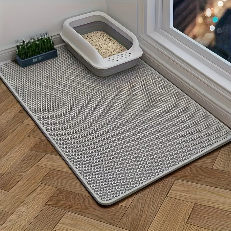 Large Double-Layer Cat Litter Mat Leakproof Spill-Resistant EVA Extra Large