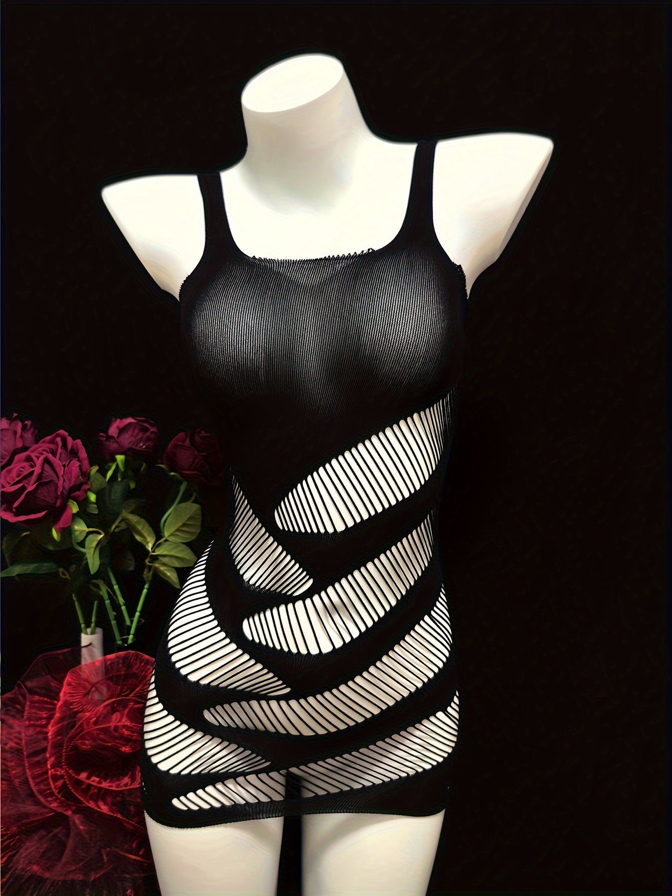 Women's Fishnet Bodycon Dress for Music Festivals Sheer Nylon Elastane Hollow-Out