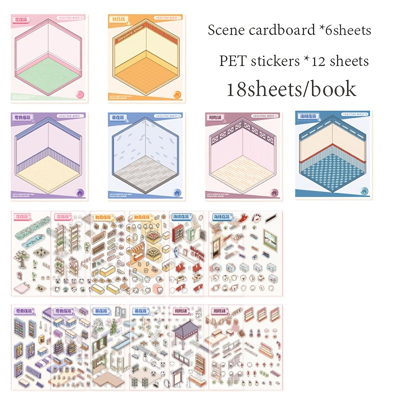 18-Sheet Life in Province PET Sticker Book for DIY Crafts Water Bottles Journals