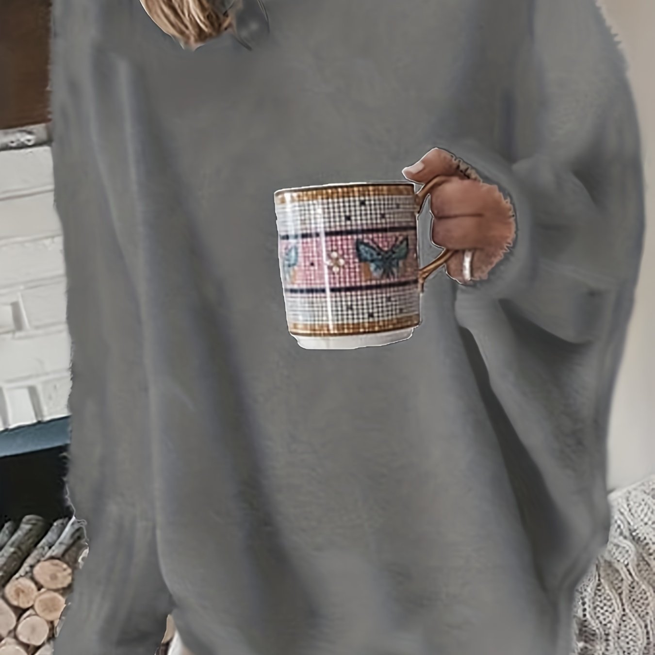 Suéter de punto negro de talla grande para mujer, suéter cálido de invierno
