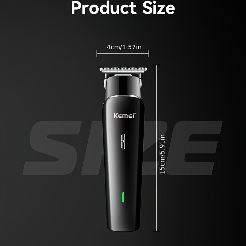 Kemei KM-1115 USB qayta zaryadlanadigan soch kesgich, 1200mAh batareyaga ega, uy va salon foydalanishi uchun mos, past voltajda ishlash va portativ dizaynga ega.