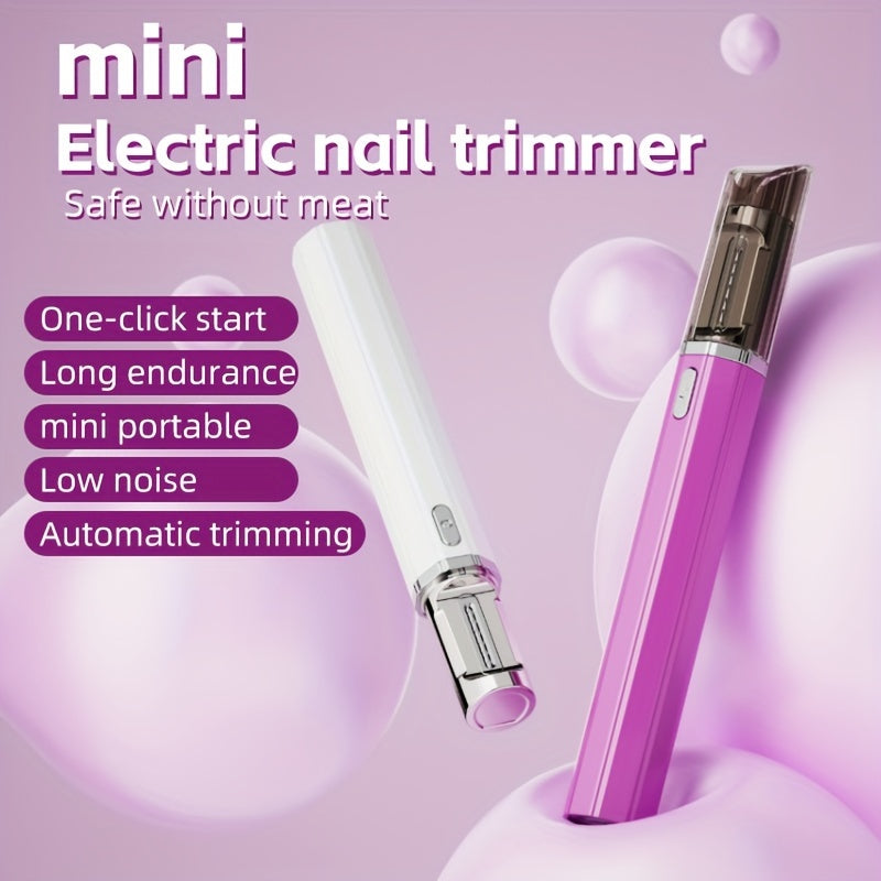 360° Rotating Electric Nail Trimmer Pen USB Rechargeable 200mAh Lithium Polymer Automatic Nail Filer with Safety Guard