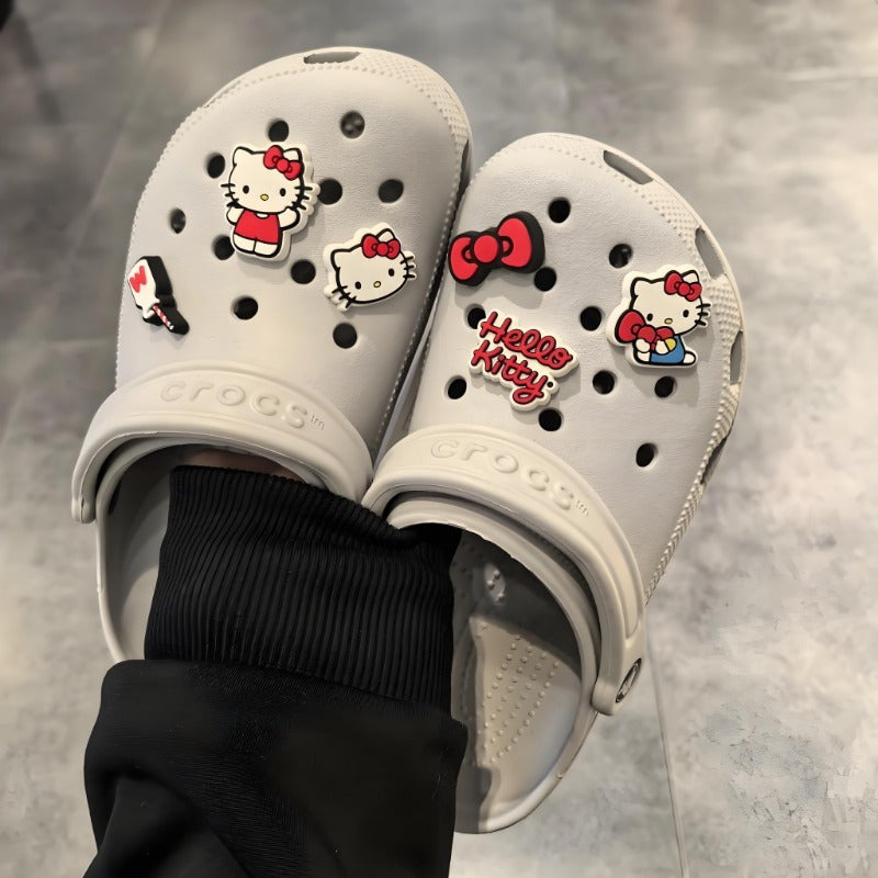 6pcs Girl Shoe Buckles Thick PVC Bow Decorations Detachable Cute Cartoon