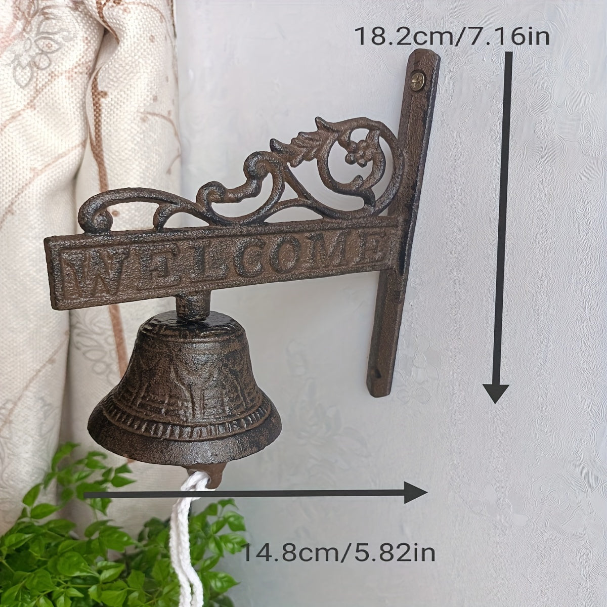 Vintage Cast Iron Welcome Bell with Swirl Design for Garden and Outdoor Spaces