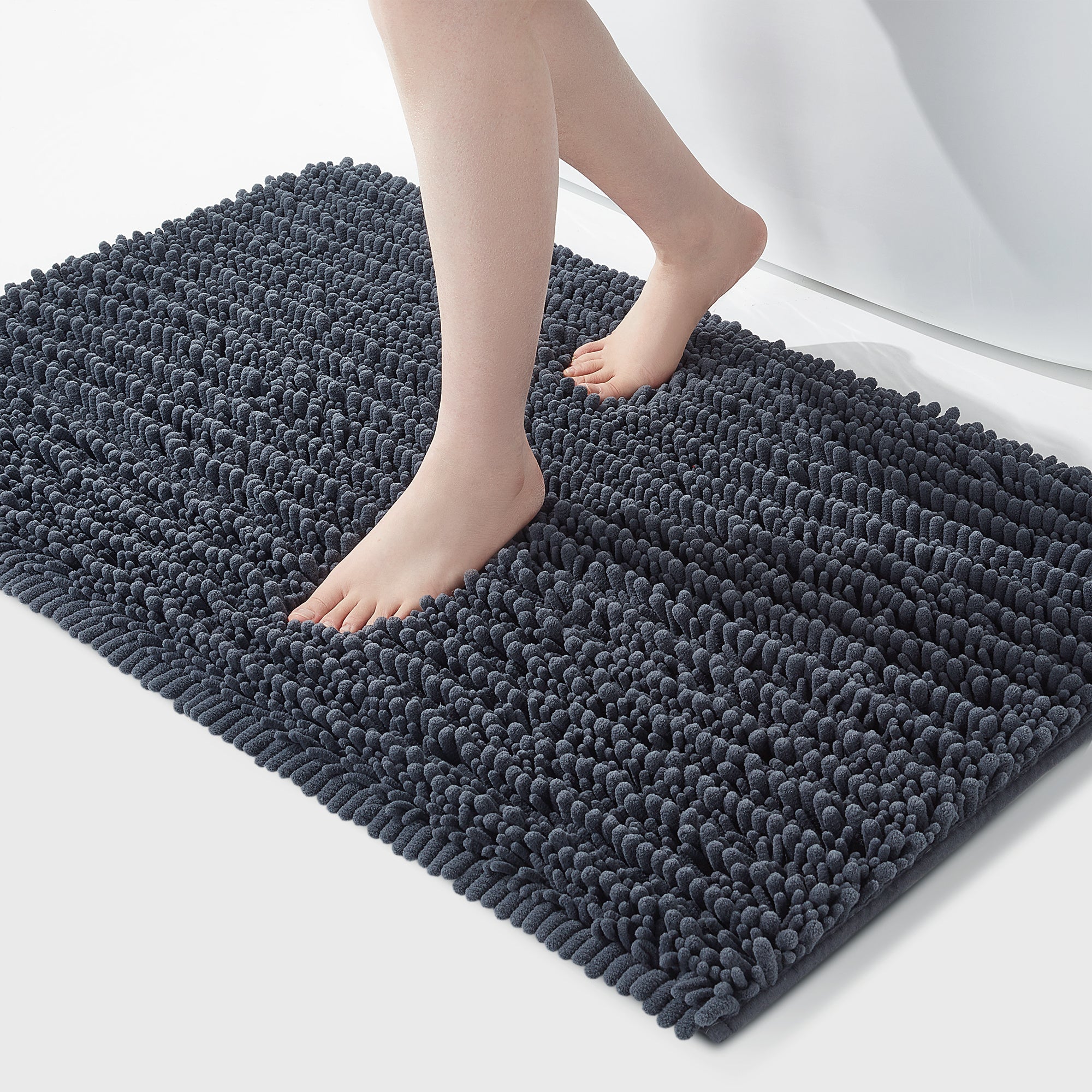Thick Plush Bath Floor Mat Non-Slip Waterproof Dustproof for Bathroom Kitchen Living Room