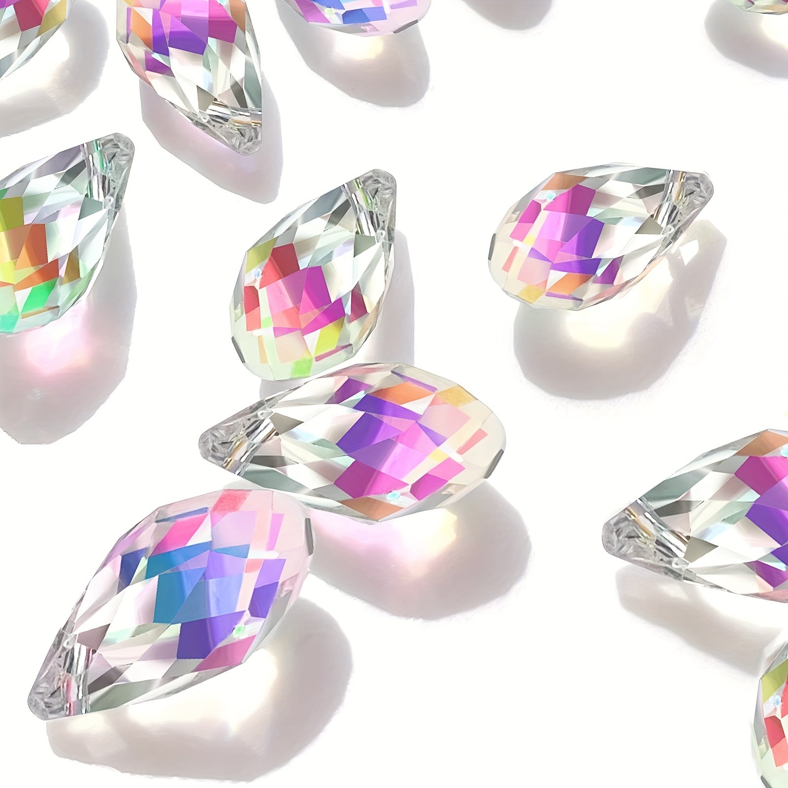 Набор из 100 блестящих каплевидных искусственных кристаллов, 6x12 мм AB радужные стеклянные бусины, отлично подходит для создания собственных украшений - дизайн великолепных серьг-люстр, ожерелий и браслетов.