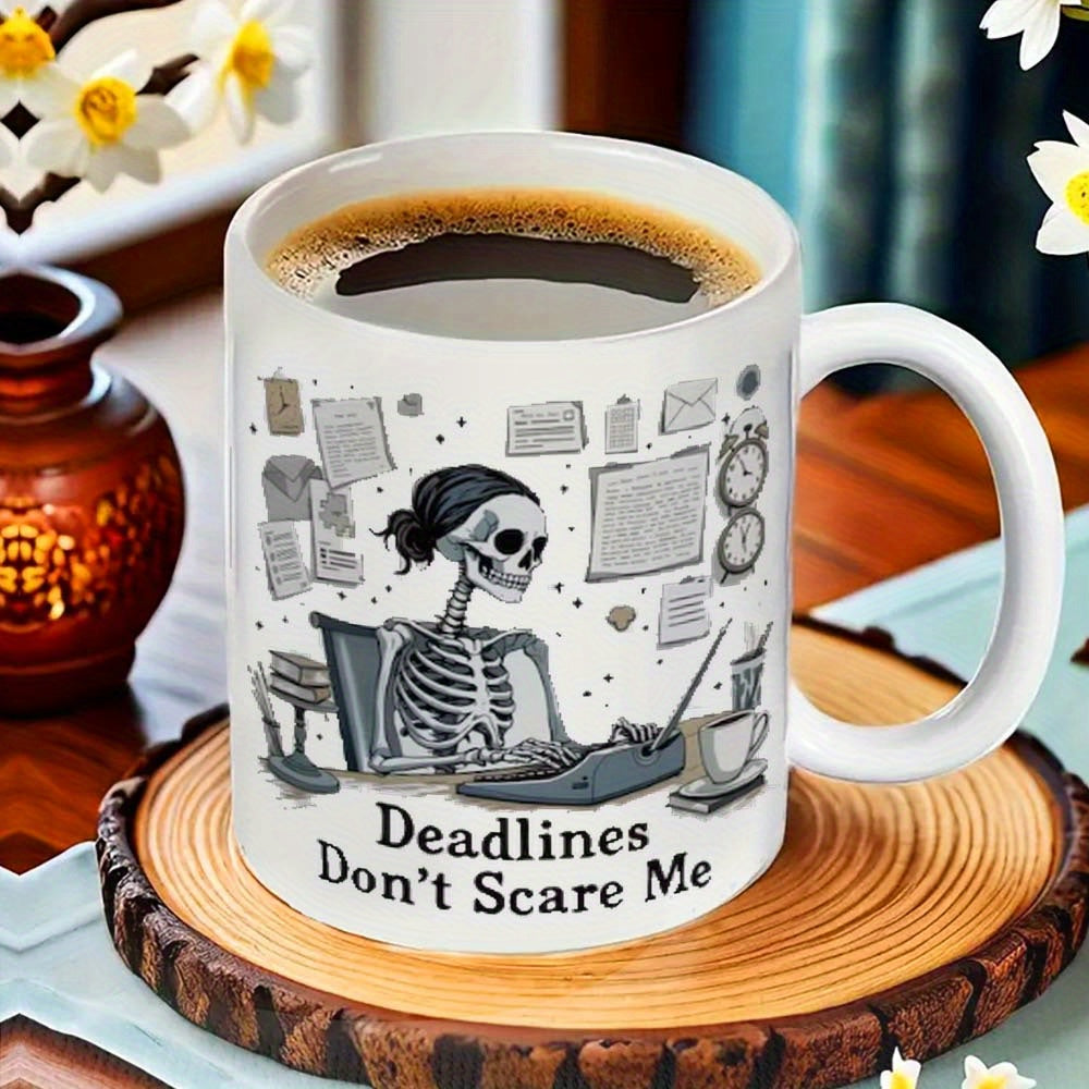 Ceramic Skeleton Worker Mug Retro Hard Worker Coffee Cup 1pc