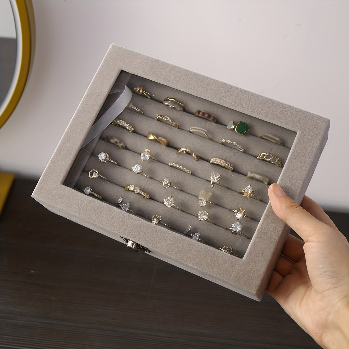 Clear Lid Jewelry Organizer for Girls and Women Storage Box for Rings Earrings Bracelets