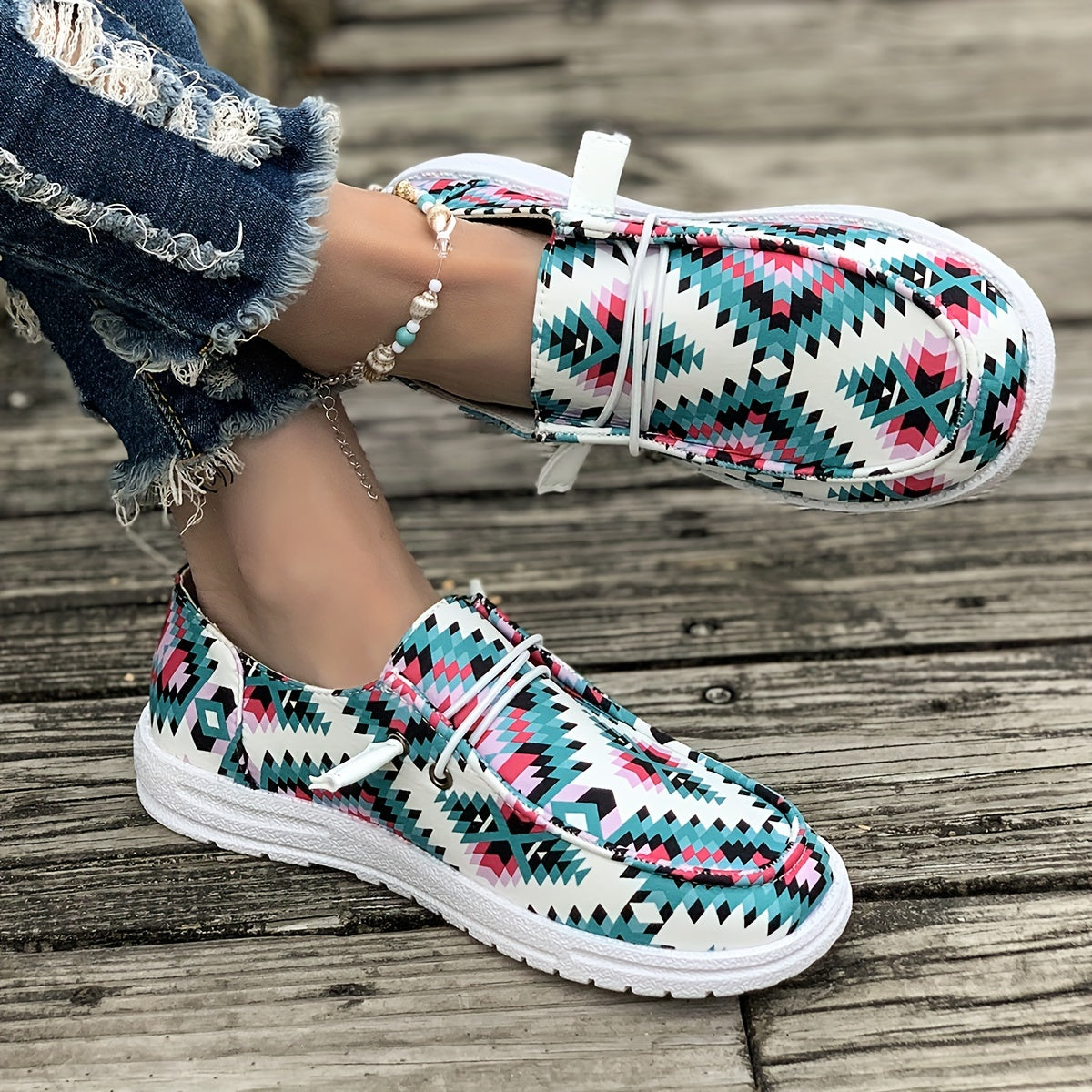 Women's Sneakers Breathable Geometric Pattern Casual Semi-Formal