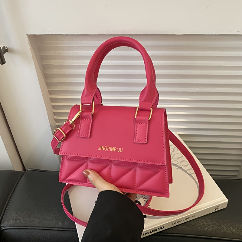 Women's Quilted Crossbody Bag with Adjustable Strap Magnetic Closure and Diamond Stitching