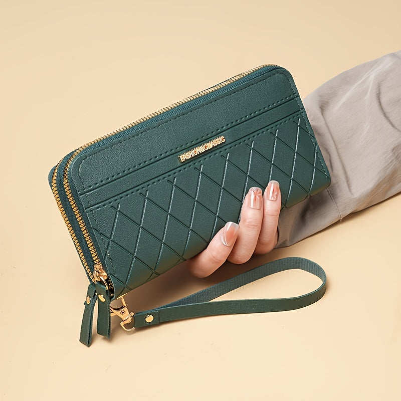 Large Capacity Faux Leather Zipper Wallet for Women with Card Slots and Zip Pocket