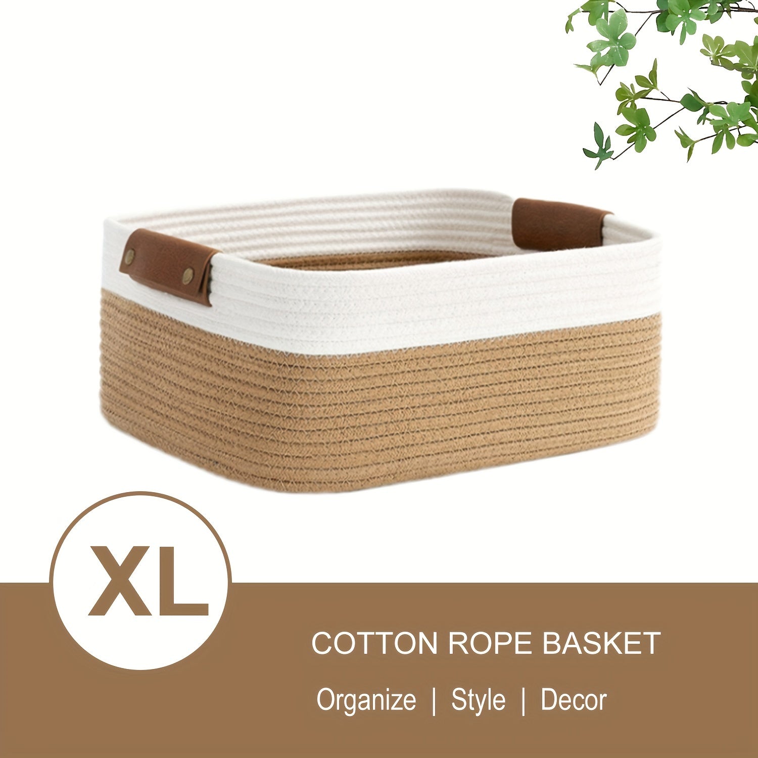 Qo'l bilan to'qilgan saqlash savati, hammomda, yotoqxona, yotoqxonada yoki ofisda turli xil narsalar, kosmetikalar, o'yinchoqlar va atıştırmalıklarni tartibga solish uchun. Bezakli va yig'iladigan dizayn.