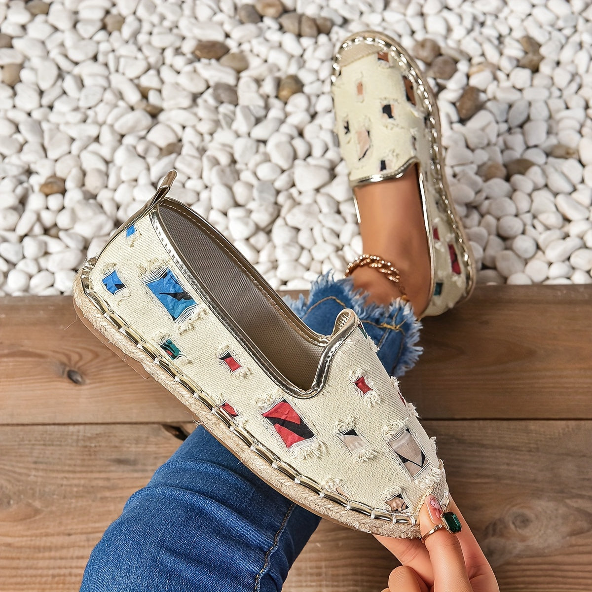 Women's Casual Woven Rope Sneakers Flat Trendy Flat Shoes