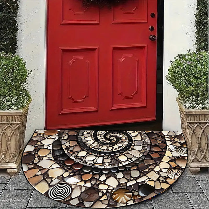 1 dona Pebble Flower Welcome Mat - Sirpanmas, Oson tozalash, Ichki va tashqi foydalanish uchun yarim doira dizayni - Kirish joylari, Oshxonalar, Hammomlar, Patio va Balkonda dekorativ ta'sir sifatida mukammal