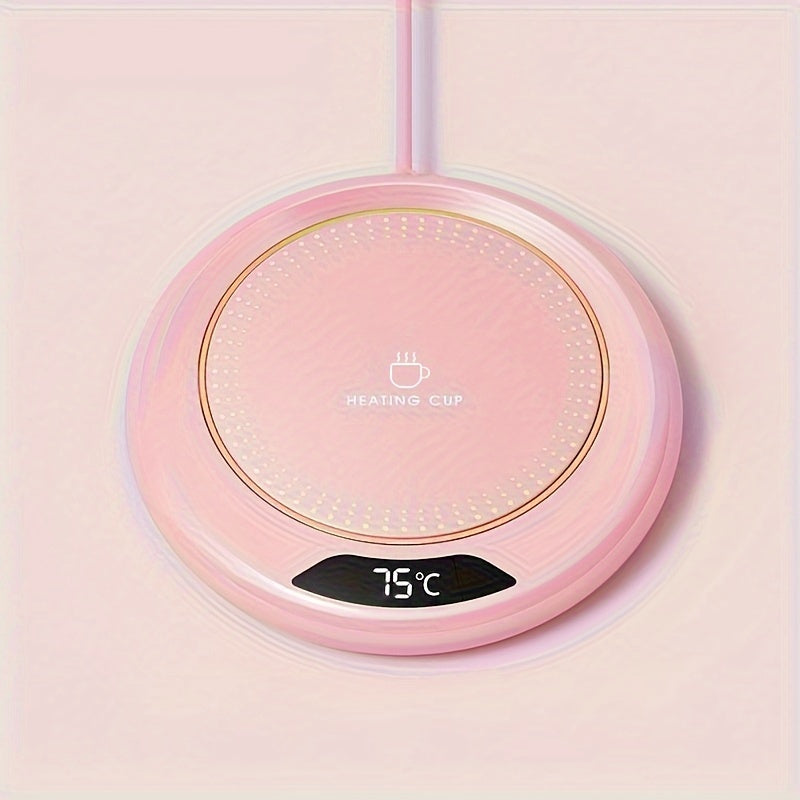 Pink USB Coffee Warmer with Copper Rose Design, 3 Temp Settings