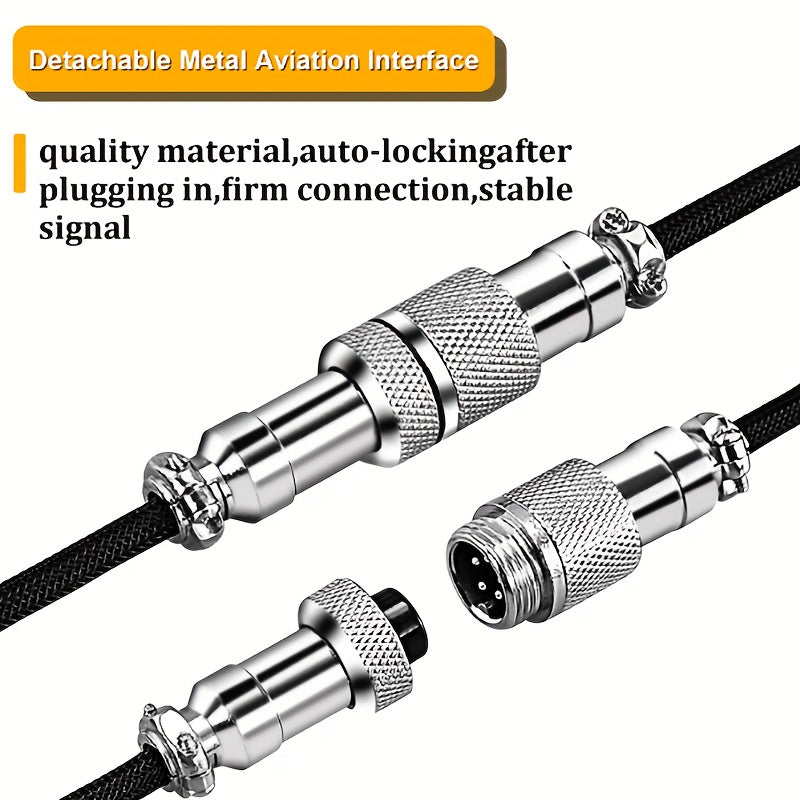 Coiled USB C Mechanical Keyboard Cable with Aviator Connector for Gaming Keyboards