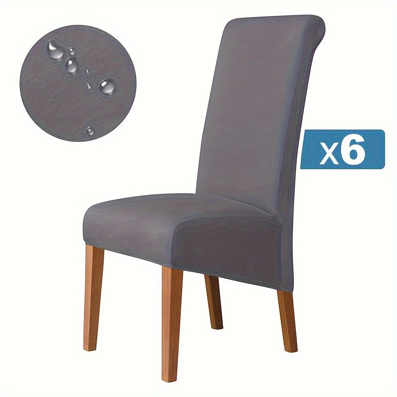 Waterproof Fiber Fabric Chair Cover for High-Back Chairs Set of 4 or 6 Living Room Office Home Decor