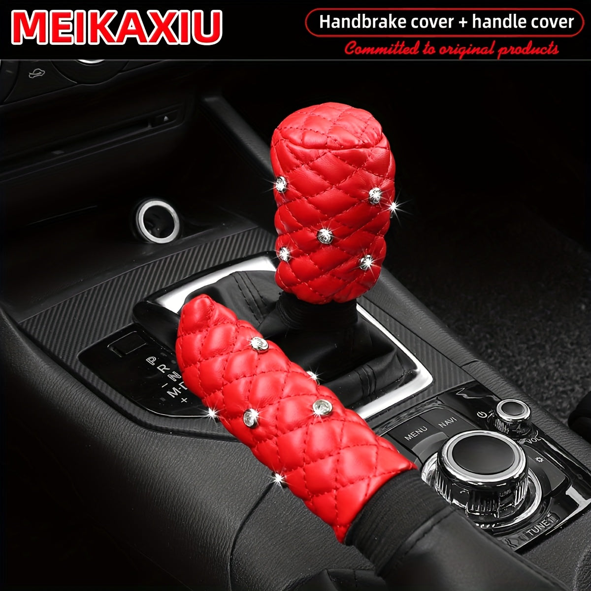 2pcs Artificial Diamond Inlaid Sheep Car Handbrake Gear Cover Interior Accessories