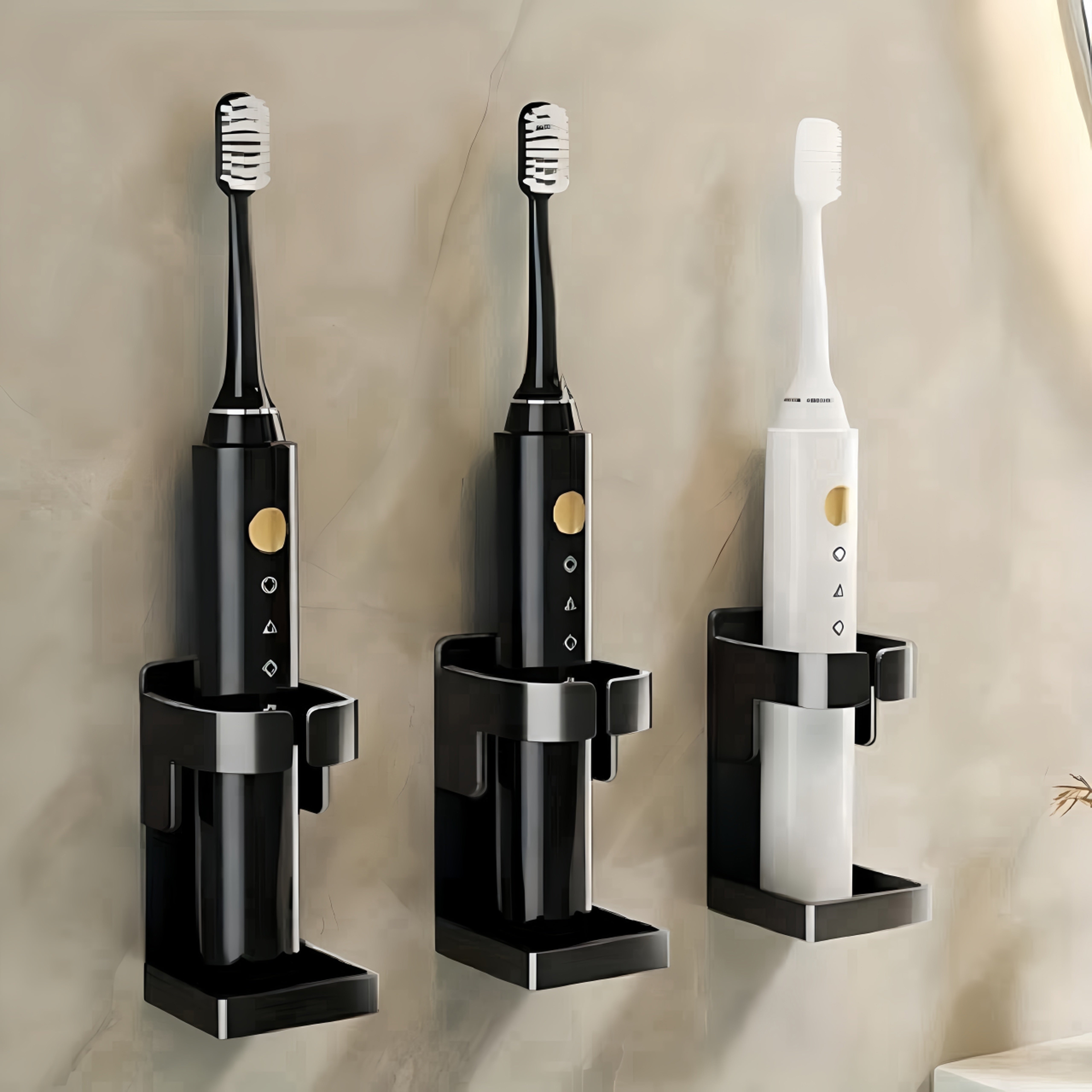Toilet Storage Shelf with Traceless Toothbrush Holder for Electric Toothbrushes
