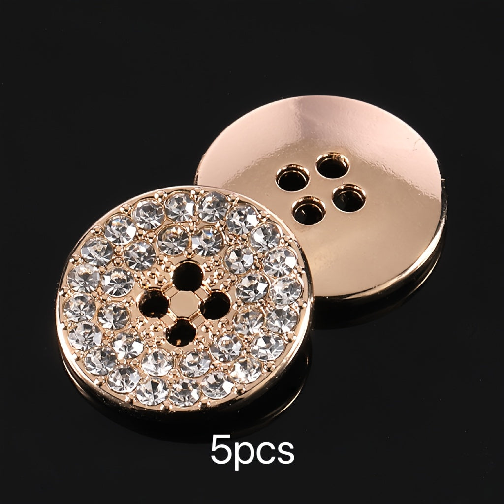 Set of 5 Gold Water Drill Design Buttons for Shirts Jackets and Hats