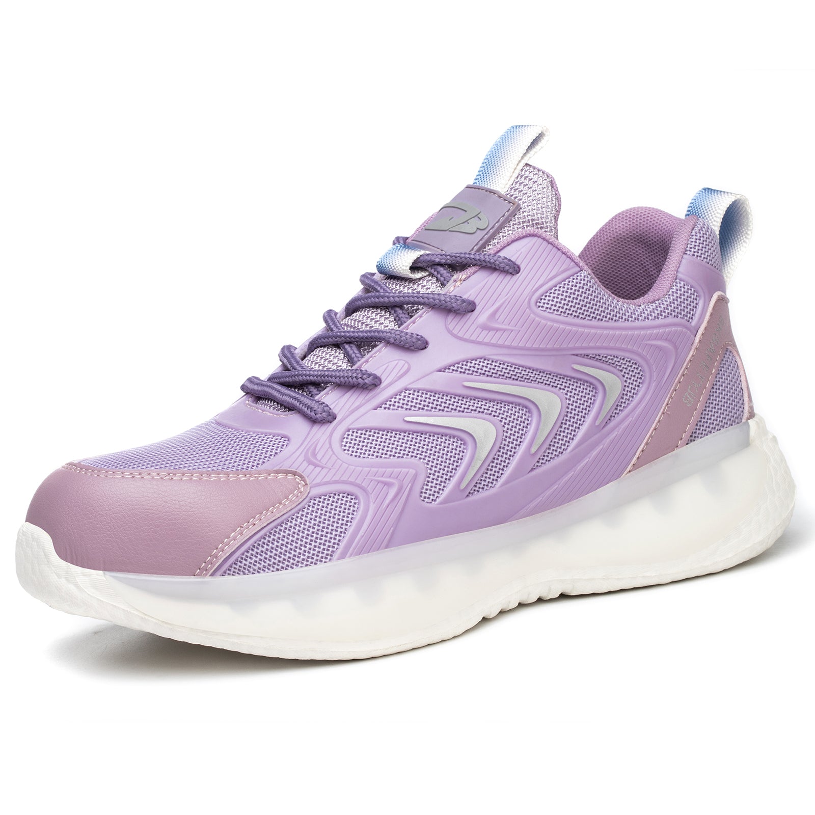 Women's Anti-Slip Breathable Fabric Work Sneakers Rubber Sole Casual Shoes Black Lavender