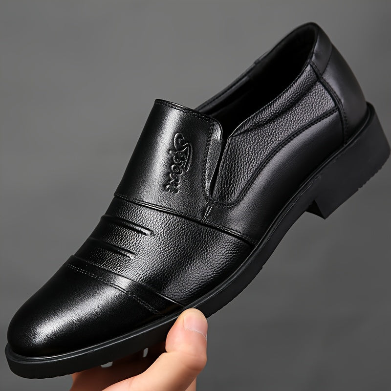 Men's Casual Loafers Genuine Leather Solid Color Rubber Sole All-Season