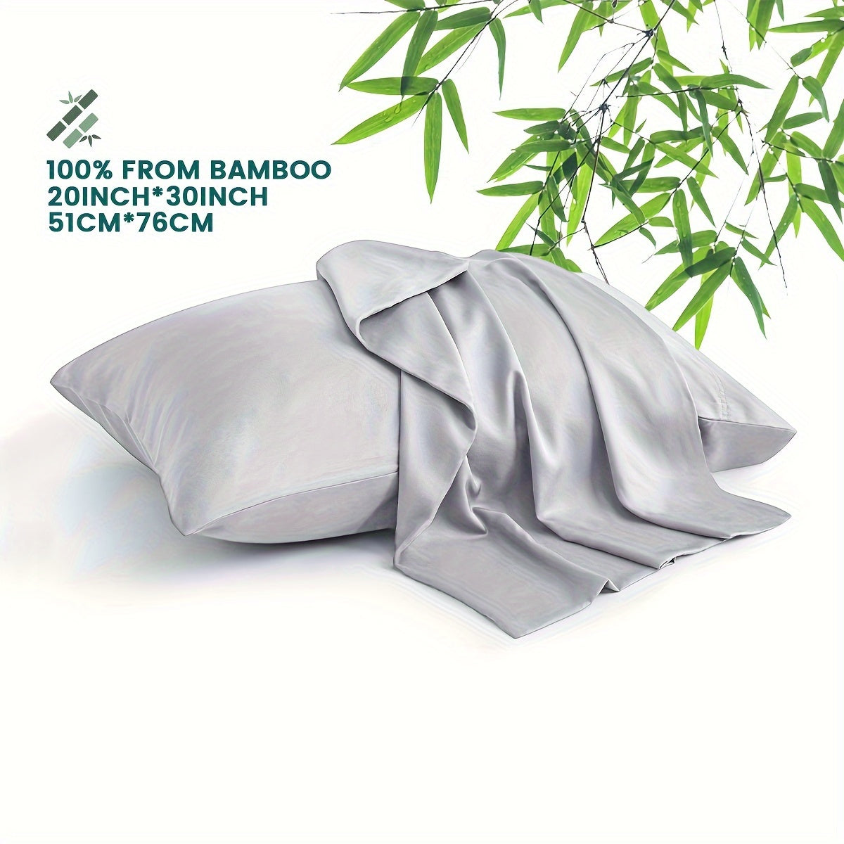 Pink Bamboo Fiber Pillowcases Set Soft Breathable Hypoallergenic Machine Washable