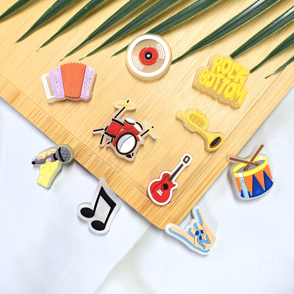Unisex Plastic Luminous Music Shoe Charms Set for Sandals and Outdoor Shoes