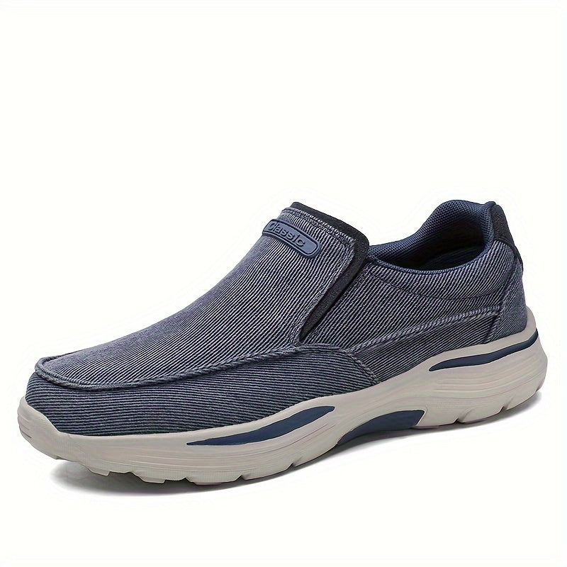 Men's Solid Color Fabric Slip-On Sneakers Low Top Casual Shoes for Daily Wear