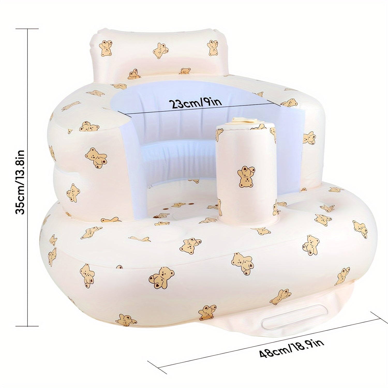 Inflatable Seat with Built-In Air Pump and Back Support for Lounge and Shower