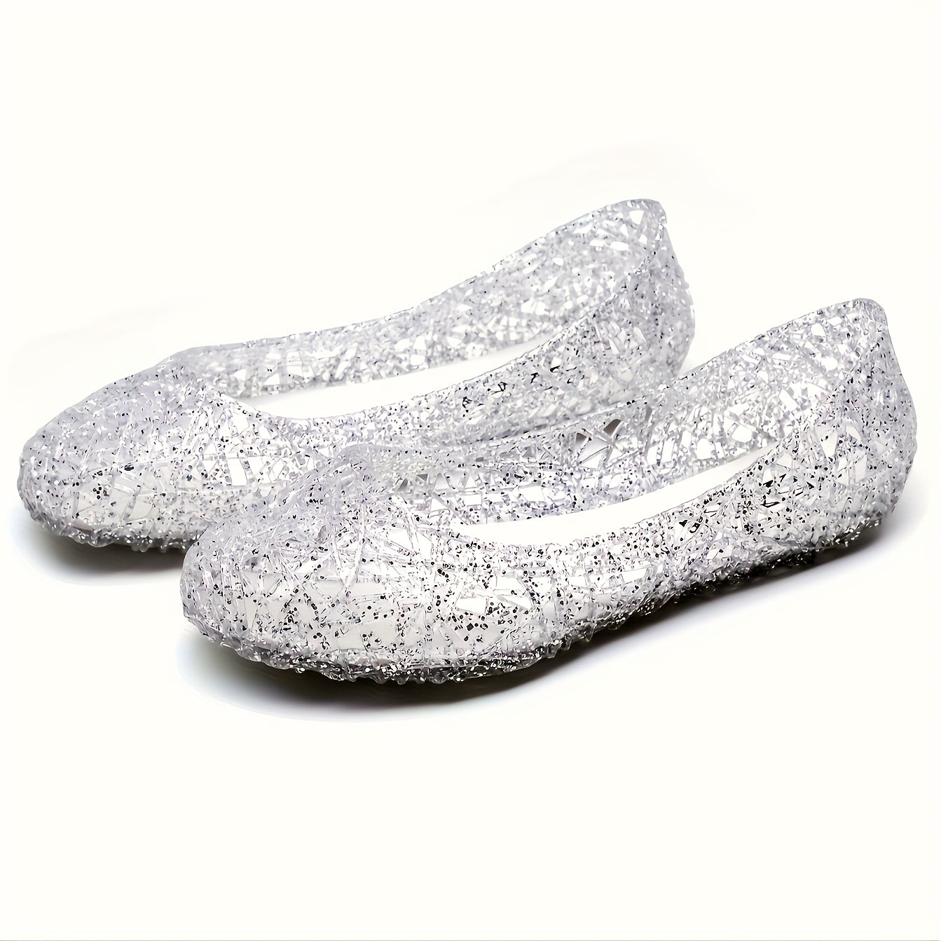 Sandalias planas transpirables de cristal para mujer, sandalias de verano de malla con slip-on en rosa, gris y marrón