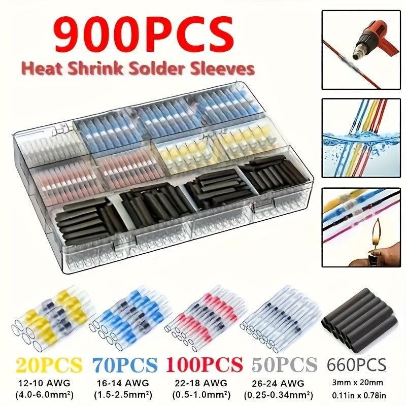 300-900pcs Heat Shrink Wire Connectors for Marine Automotive Electrical Terminals
