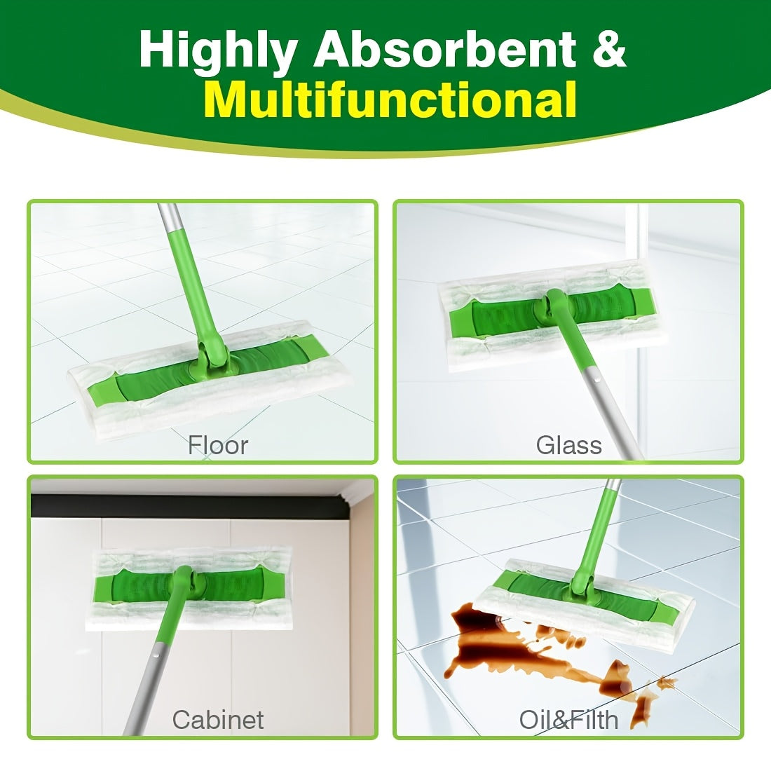 Disposable Mop Pads for Floor Cleaning Machines, Absorbent and Easy to Use