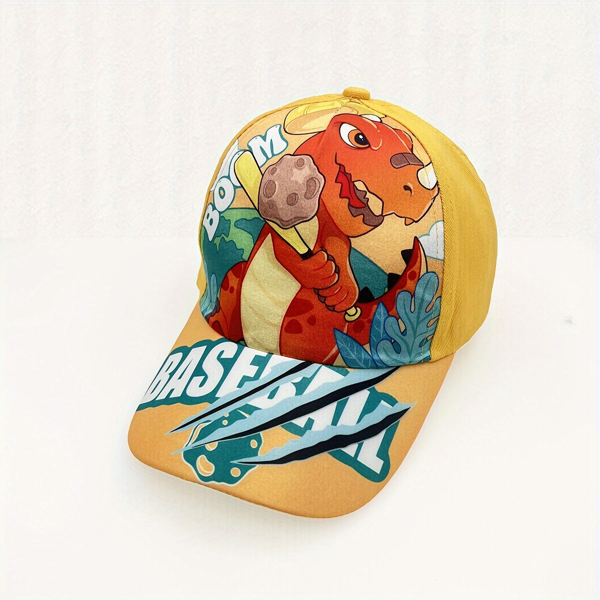 Kids Adjustable Cartoon Dinosaur Print Baseball Cap Lightweight All-Season Fitted for Boys and Girls