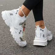 Women's Casual Sneakers with Puppy Print Lightweight Breathable Fabric