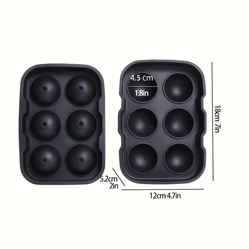 Silicone Ice Cube Tray 6 Large Round Cavities for Whiskey and Cocktails