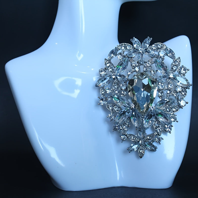 Large Crystal Glass Brooch Elegant Pin for Dresses and Sweaters