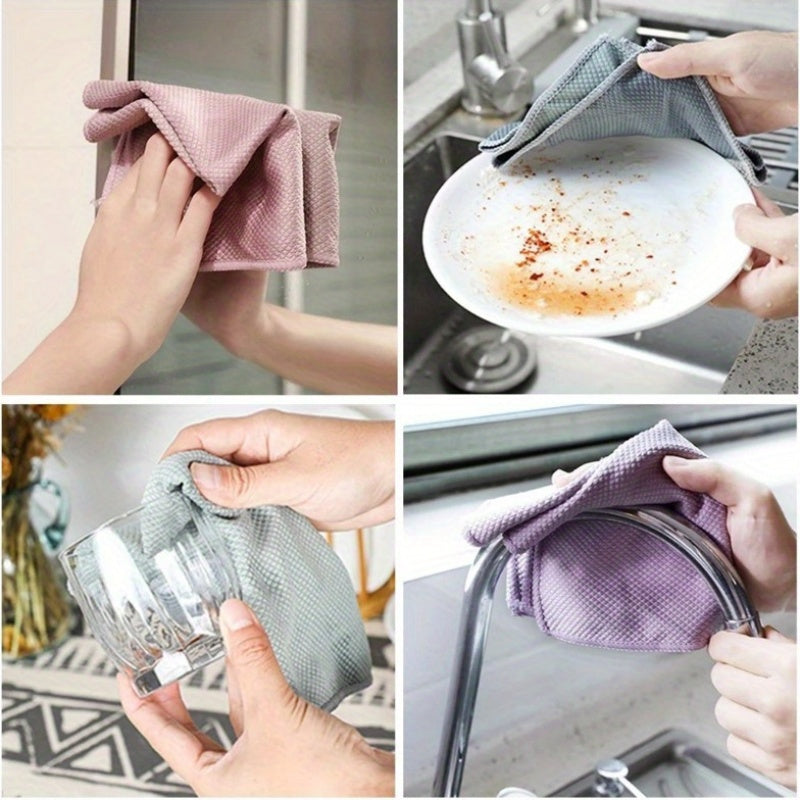 5 Terry Cloth Cleaning Cloths Reusable Non-Tracking Kitchen Bathroom Glass Furniture
