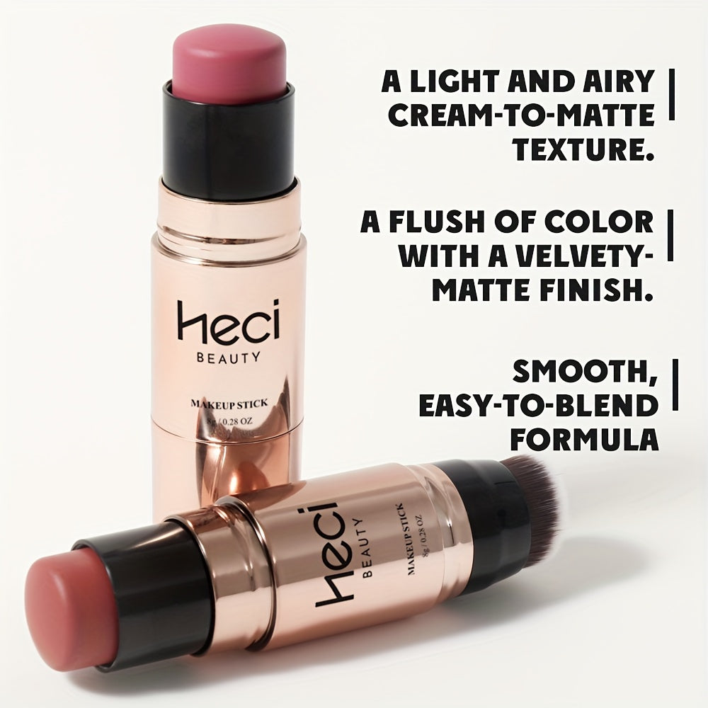 Women Waterproof Double-Ended Blush Stick with Lip Gloss Eyeshadow